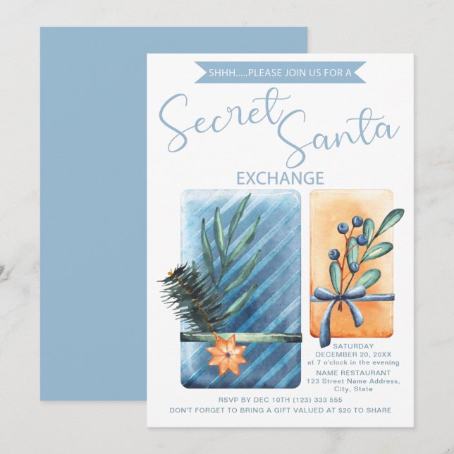 Convites Papais noeis Secretos Festa de Natal (Frente/Verso)