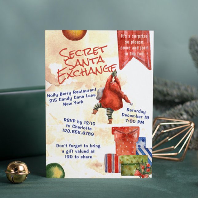 Convites Papais noeis Secretos Festa de Natal Moderna Water (Criador carregado)