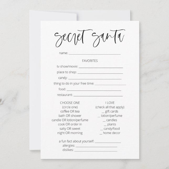 Convites Papais noeis Secretos Questionário Jogos de Natal  (Frente)