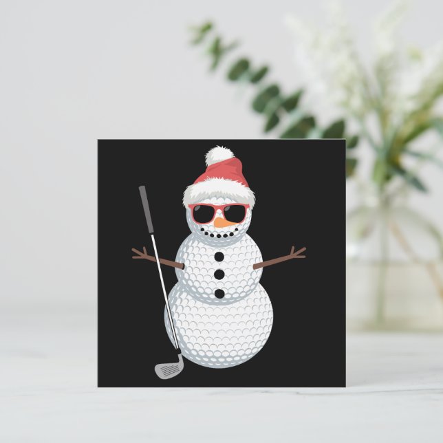 Convites Papais noeis Snowman Golf Ball Golfer Golfer Gift  (Em pé/Frente)