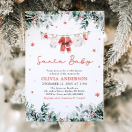 Convites Papais noeis Vermelhos Chá de fraldas de Clothline