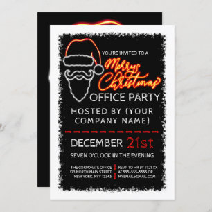 Convites Papais noeis Vermelhos Modernos, Neon, Natal Corpo