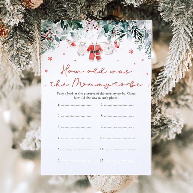 Convites Papais noeis Vermelhos Natal Quantos Anos Tinham O (Watercolor Christmas Red Santa Baby How Old Was Mommy Game)