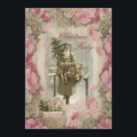 Convites Papais noeis Vintage, Festa de Natal Colagem de Ro<br><div class="desc">Vintage Papai Noel e colagem de rosas rosa personalizaram o Convite de festas de Natal personalizado. Rosas rosa elegantes com folhas verdes e o tradicional carregando de Natal, um palheiro de natal e um cesto de presentes. Há uma caixa de sagrado aos seus pés. Convites de festas de Natal clássicos,...</div>