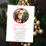 Convites Papais noeis Vintage Holiday Clasu Open House<br><div class="desc">Papai Noel com presentes e árvore de Natal em fundo branco. Estes belos convites de Natal são perfeitos para convites de festas de janto de Natal, convites para troca de presentes de Natal, angariadores de fundos de Natal, convites para bolas de férias e outros eventos realizados durante o mês de...</div>