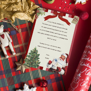 Convites Papais noeis Vintage - Letra Rhyming Sibling Natal