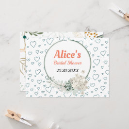 Convites Pape Floral Moderno Personalizado para Chá de Noiv