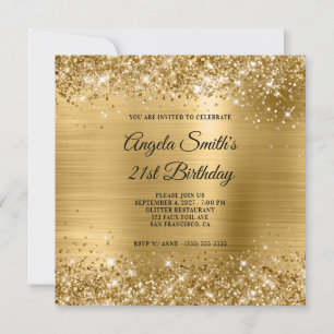 Convites Papel alumínio dourado brilhante Aniversário de 21