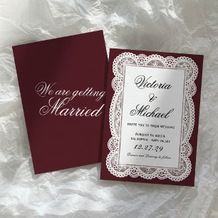 Convites Papel Branco Vintage Renda Chic Romântico Casament
