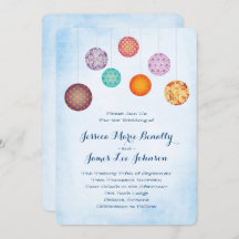 Papel brilhante Lanternas de Casamento Azul-Nuvem