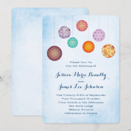 Convites Papel brilhante Lanternas de Casamento Azul-Nuvem