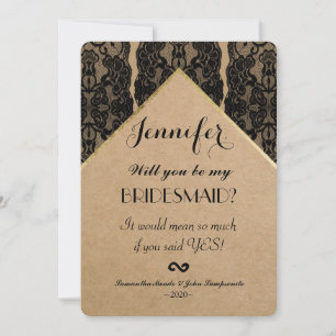 Convites Papel Chic & Classy Black Lace, Dourado e Reciclad