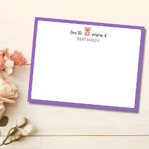 Convites Papel de carta de berçário do ursinho Teddy na mod