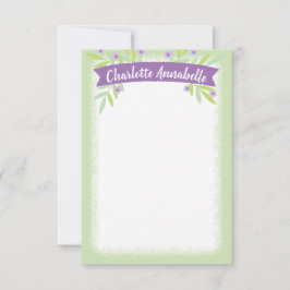 Convites Papel de carta de faixa verde e roxa