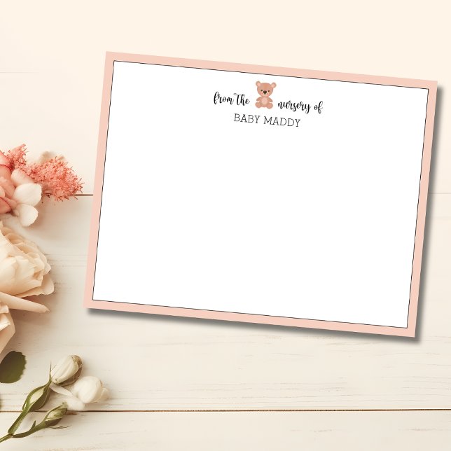 Convites Papel de carta de maternério Urso de pelúcia Rosa  (Criador carregado)