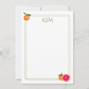 Convites Papel de carta para monograma de toranja