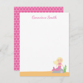 Convites Papel de Carta Sereia Personalizado | Rosa loura