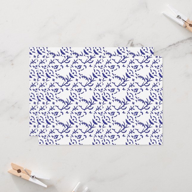 Convites Papel de embrulho azul e branco com um gráfico (Frente/Verso In Situ)