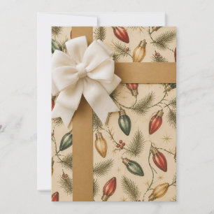 Convites Papel de embrulho de Luzes de Natal Vintage Eleg