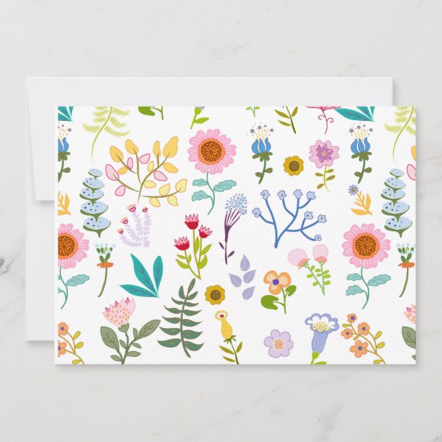 Convites papel de embrulho fundo botânico floral de verão (Frente)