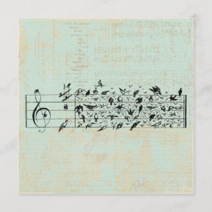 Convites Papel de Funcionarios de Pássaros e Música Vinta