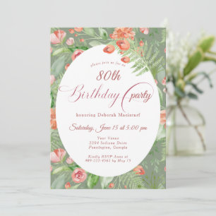 Convites Papel de Parede Vintage Rosas Floral 80th