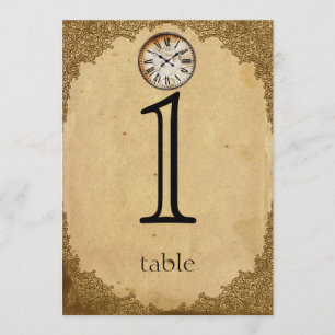 Convites Papel de Relógio Antigo Número da Mesa do 1º Anive