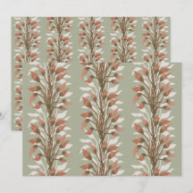 Papel de Scrapbook de Lírio Abstrato Sage Terracot