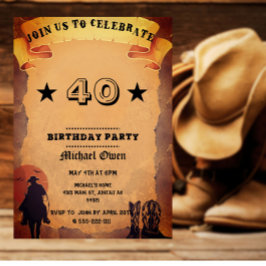 Convites Papel Envelhecido Country Western Idade Personaliz