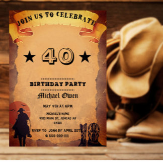 Convites Papel Envelhecido Country Western Idade Personaliz