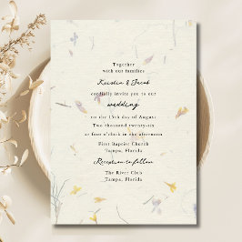 Convites Papel Floral de Flores Silvestres Moderno Casament
