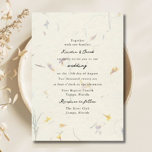 Convites Papel Floral de Flores Silvestres Moderno Casament