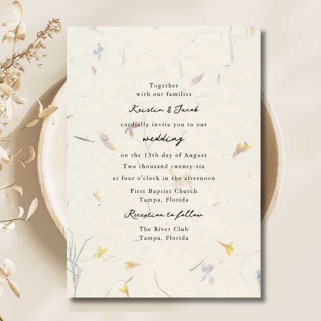 Convites Papel Floral de Flores Silvestres Moderno Casament (Wildflowers Floral Paper Modern Digital Wedding Invitation)