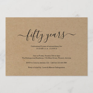 Convites Papel Kraft Festa de aniversário Adulto de Marco