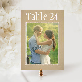 Convites Papel Kraft Rústico Número de Mesa de Casamento co