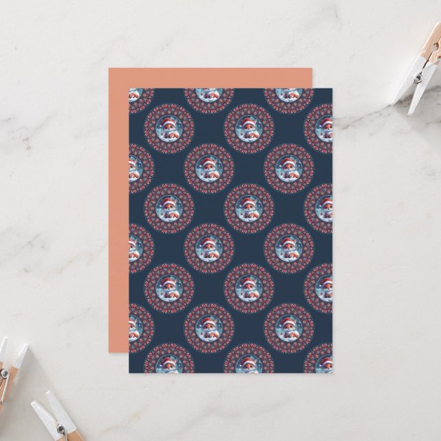 Convites Papel Mandala para a Fox Polka de Natal do Kawaii (Frente/Verso In Situ)