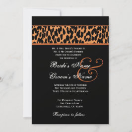 Convites Papel Metálico de Casamento de Leopardo Laranja e