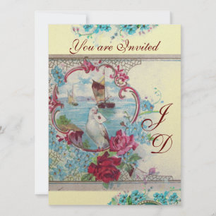 Convites Papel metálico ouro ROMANTINICA MONOGRAMA