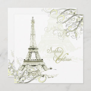 Convites Papel para champanhe EIFFEL TOWER/SWIRLS/Luxe
