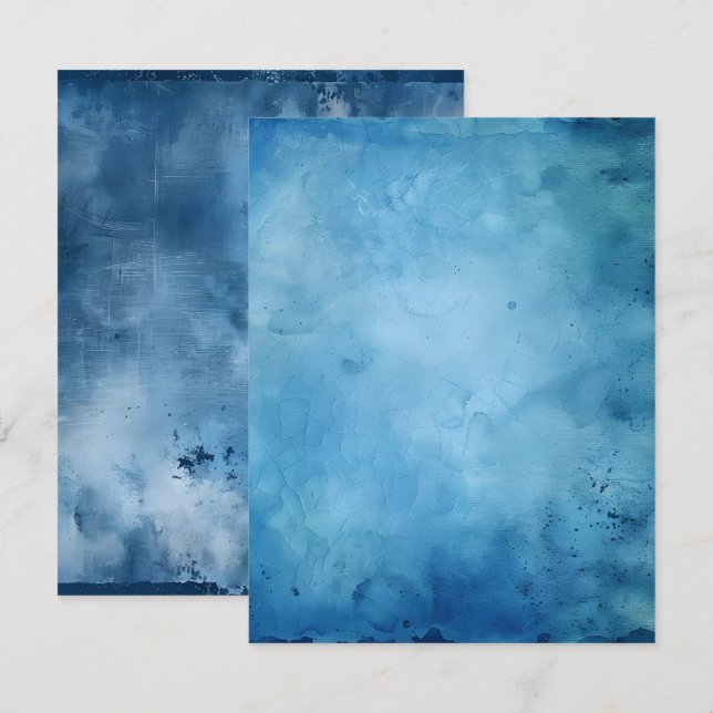 Convites Papel para digitalização a tinta azul azul com tin (Frente/Verso)