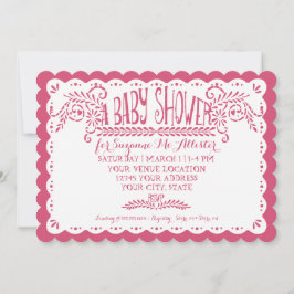 Convites Papel Picado Baby Girl Chá Lilac Fiesta