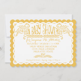 Convites Papel Picado Baby Girl Chá Pink Yellow Fiesta