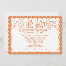 Convites Papel Picado Baby Girl Chá Piscina Orange Fiesta