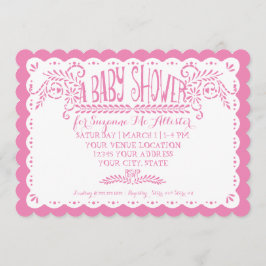 Convites Papel Picado Baby Girl Chá Sky Pink Fiesta