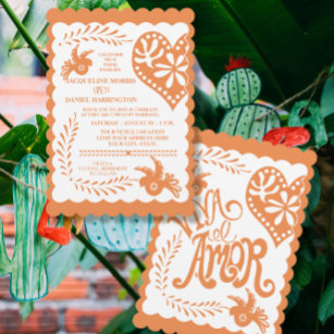 Convites Papel Picado Citrus Orange Fiesta Wedding Banner