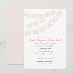 Convites Papel Picado Festa de casamento Invite rosa