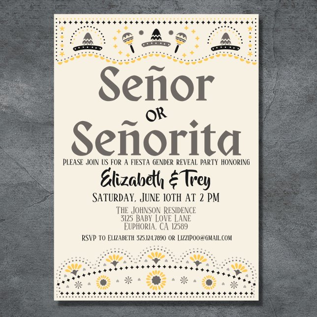 Convites Papel Picado Gender Reveal Fiesta (What a cute gender neutral Mexican papel picado themed gender reveal invitation. )