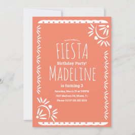 Convites Papel Picado Mexicano Birthday Fiesta Floral Borde