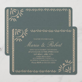 Convites Papel Picado Mexicano Casamento Botânico Blue Kraf