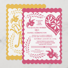 Convites Papel Picado Mexicano Fiesta Casamento Amarelo Ros